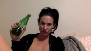Hot MILF Fucks Pussy with her Beer Bottle then Tastes it