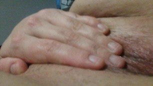 Finger Fucking my Wet Hairy Pussy while Thinking about his Cock!