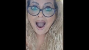 Busty 50 year old woman opens mouth and tells you to cum