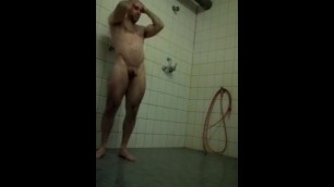 Spy Cam_Mature Muscle Guy taking a Shower after Gym Training