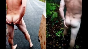 Naked in the Road Showing my Anus