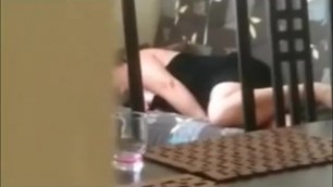 My mum masturbating on couch caught by hidden cam