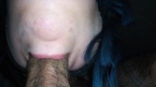 Blue Haired Date in Stockings Sucks Gentle Dick.