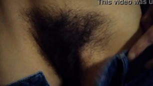 MILF wife shows off her hairy pussy