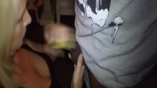 Pizza delivery guy feeds my wife some cum