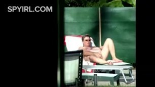 Mature Wanks While Sunbathing Voyeur Video