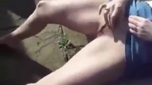 Horny mature squirts in the backyard