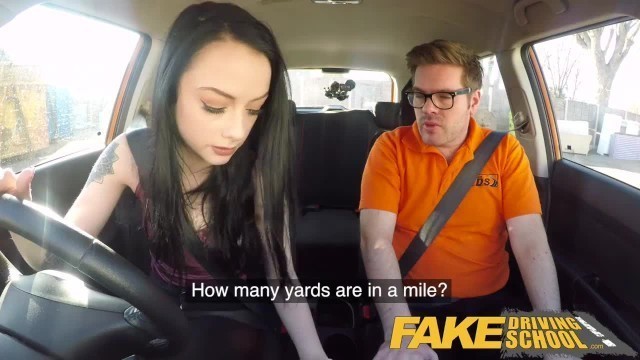 Fake Driving Hard sex and creampie on 2nd lesson for Alessa Savage