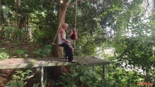 Lustery E Cinnamon And Spice Outdoor Anal On A Swing By The River Mature Hairy Pussy
