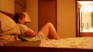 My mature mom masturbating on bed caught by hidden cam.