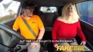 Fake Driving School Busty mature MILF sucks and fucks lucky instructor