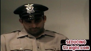 Sturdy straight cop cock sucked and tugged by mature