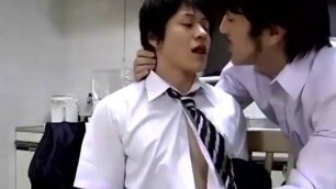 Japanese dad and son mature man caresses a young body